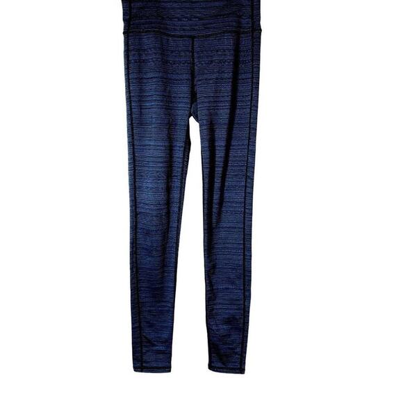 Athleta Pants Medium High Rise Jacquard Charturanga Blue Tight Fit Leggings Sz S - Picture 1 of 7